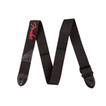 0990662015 Fender Logo Strap, Black/Red Logo, 2"