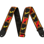 Fender 0990681500 Monogrammed Strap, Black/Yellow/Red, 2"