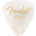 Fender 1980351705 Premium Celluloid 351 Shape Picks, Thin, White Moto, 12-Pack