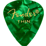 Fender 1980351771 Premium Celluloid 351 Shape Picks, Thin, Green Moto, 12-Pack