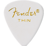Fender 1980351780 Classic Celluloid, White, 351 Shape, Thin, 12 Count