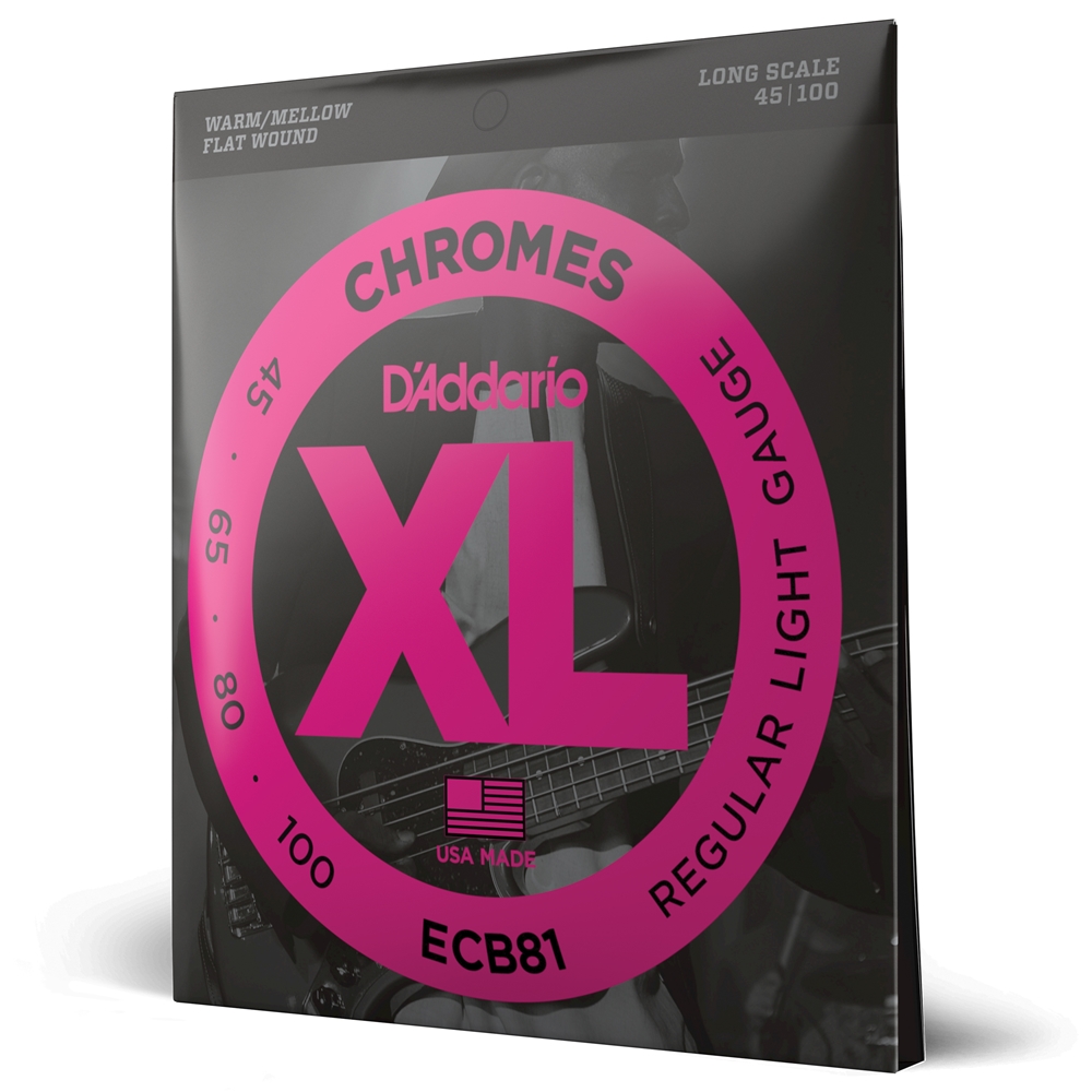 Daddario  ECB81 Chromes Bass Guitar Strings, Light, 45-100, Long Scale