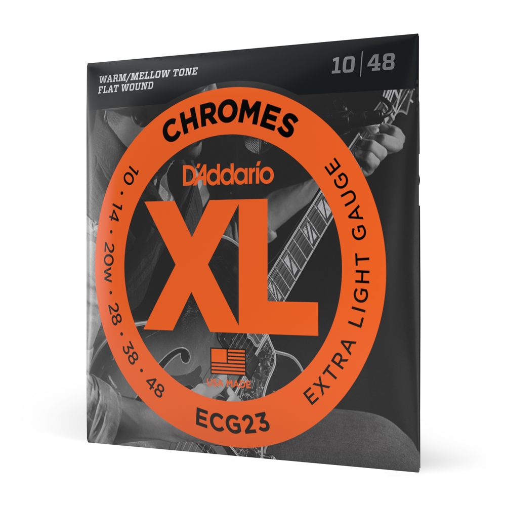 Daddario  ECG23 Chromes Flat Wound Electric Guitar Strings, Extra Light, 10-48