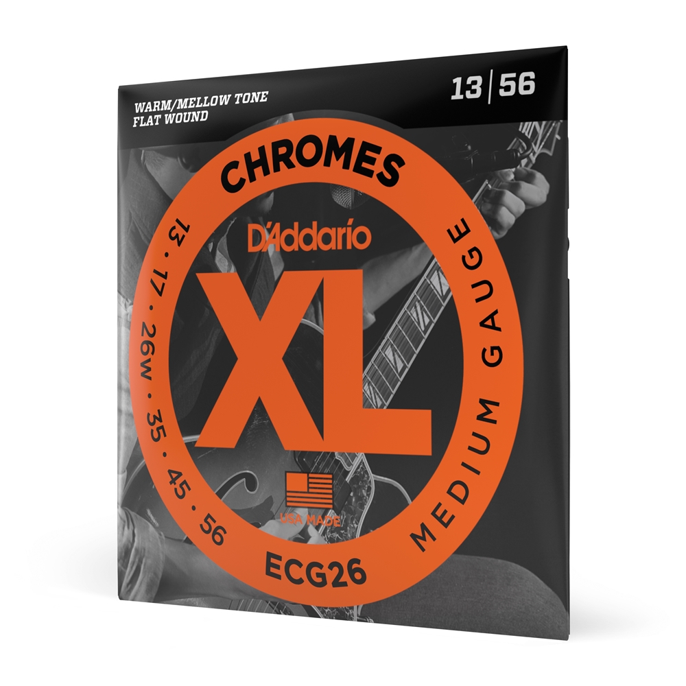 Daddario  ECG26 Chromes Flat Wound Electric Guitar Strings, Medium, 13-56