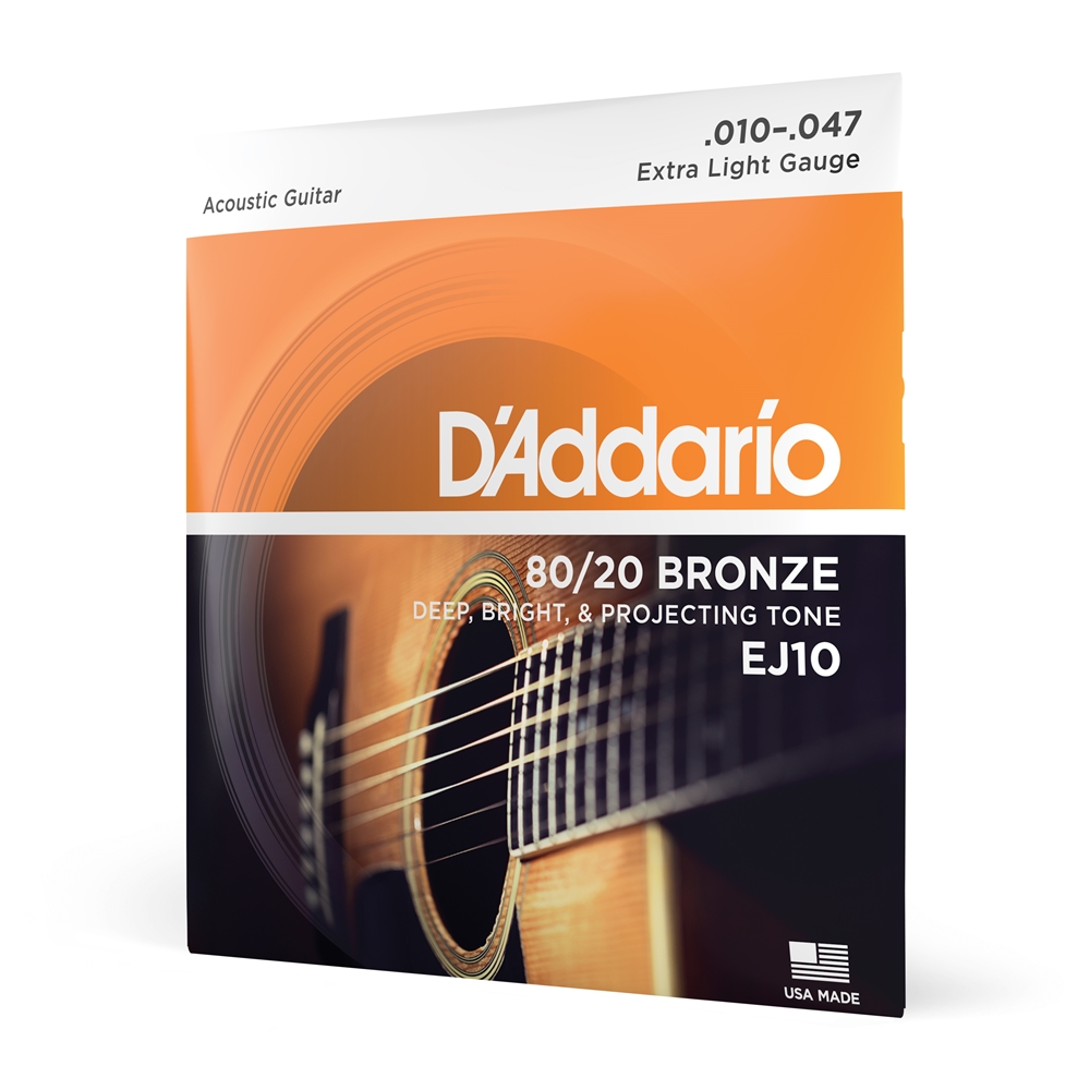 Daddario  EJ10 Bronze Acoustic Guitar Strings, Extra Light, 10-47