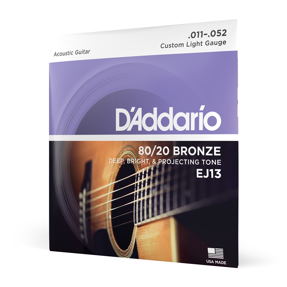 Daddario  EJ13 80/20 Bronze Acoustic Guitar Strings, Custom Light, 11-52
