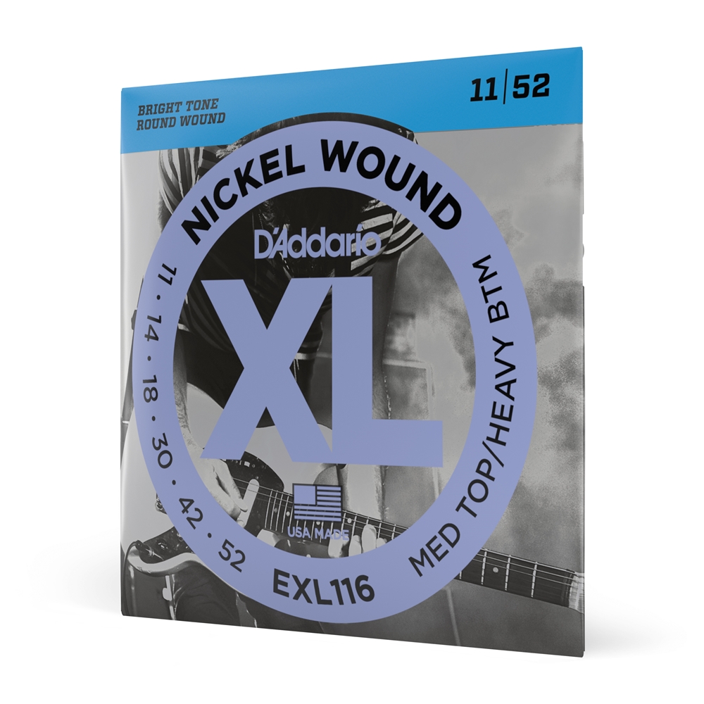 Daddario  EXL116 Nickel Wound Electric Guitar Strings, Medium Top/Heavy Bottom, 11-52
