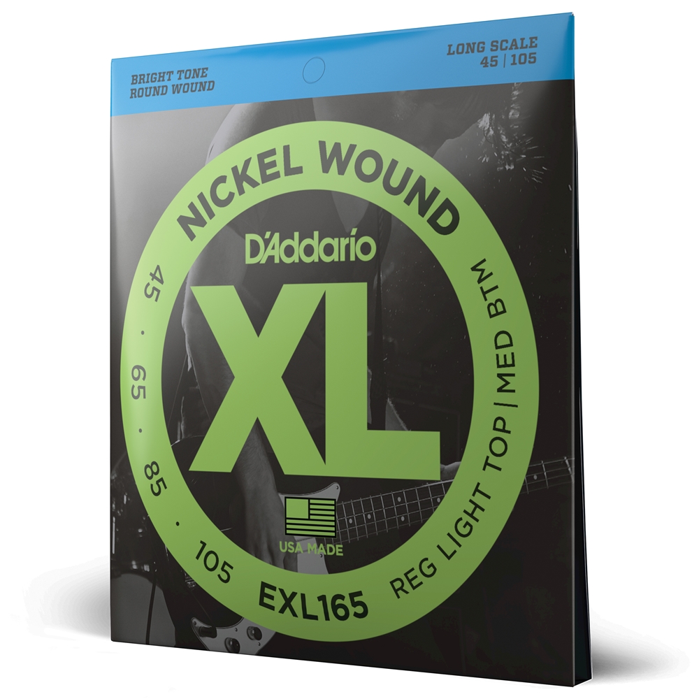 Daddario  EXL165 Nickel Wound Bass Guitar Strings, Custom Light, 45-105, Long Scale
