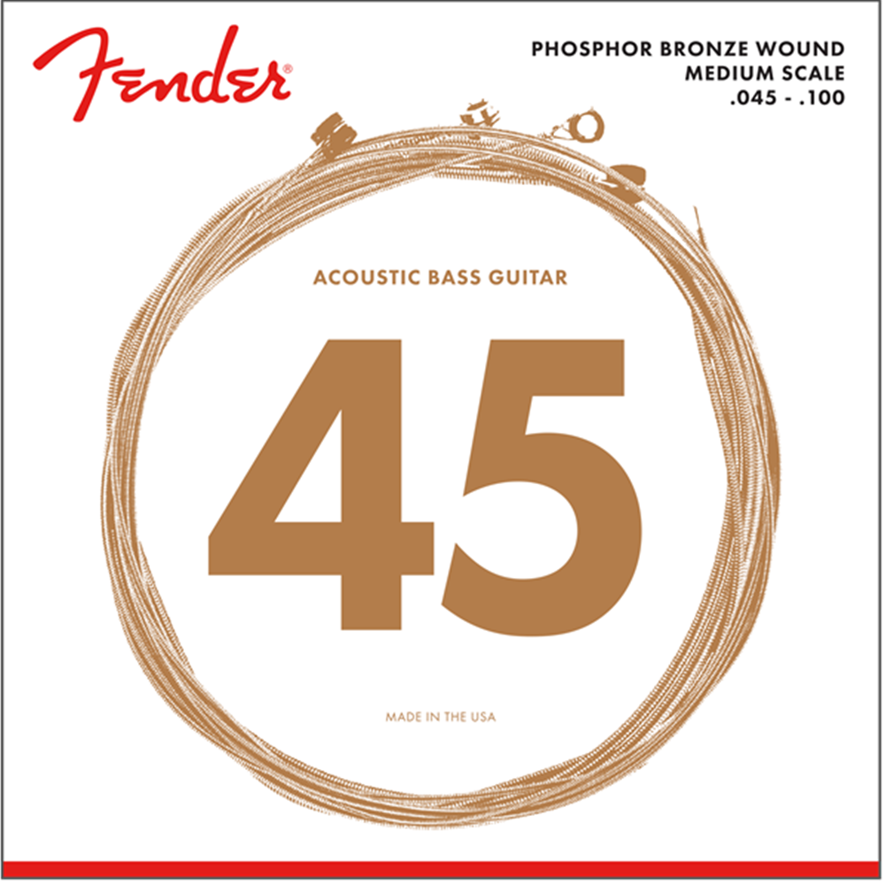 Fender 0737060400 7060 Acoustic Bass Strings, Phosphor Bronze, .45-.100 Gauges, (4)