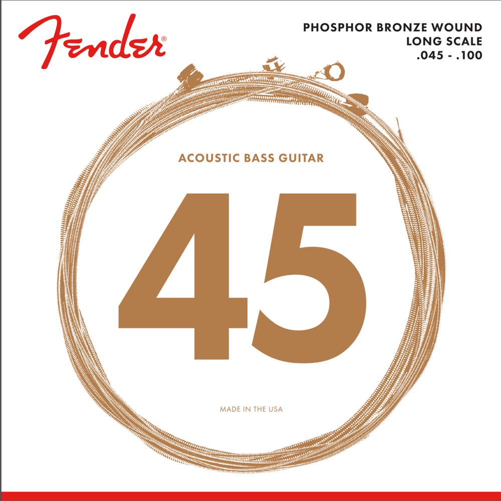 Fender 0738060400 8060 Acoustic Bass Strings, Phosphor Bronze, Long Scale, .45-.100 Gauges, (4)