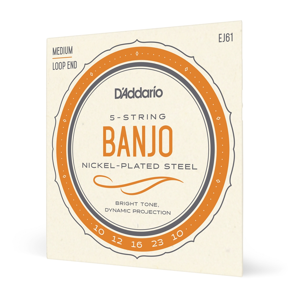 Daddario  EJ61 5-String Banjo Strings, Nickel, Medium 10-23