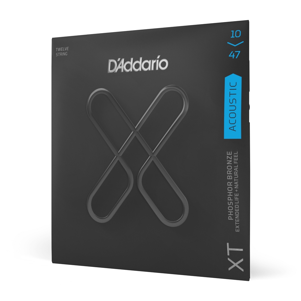 Daddario XTAPB104712 XTAPB1047-12 XT Phosphor Bronze Acoustic Guitar Strings, 12-String Light, 10-47