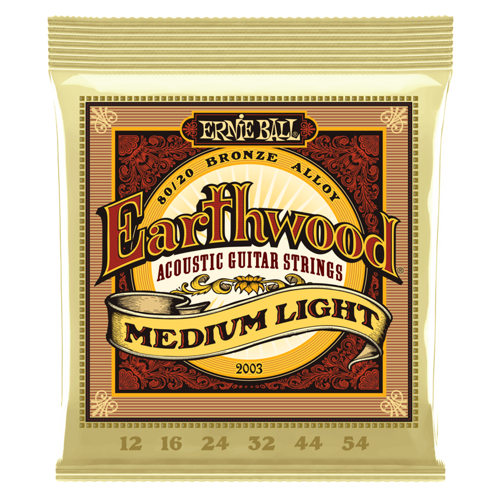 Ernie Ball P02003 Medium Light Earthwood 80/20 Bronze Acoustic Guitar Strings 12-54 Gauge