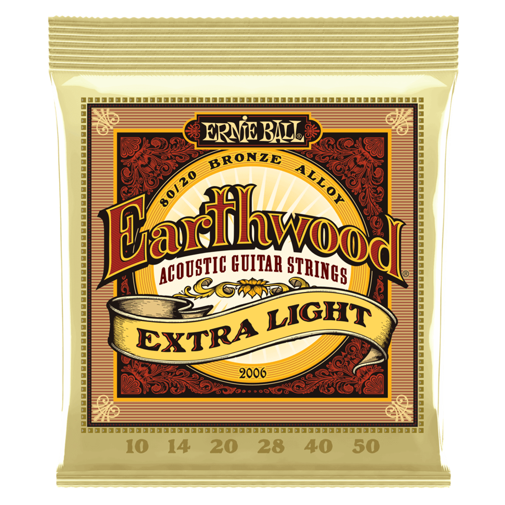 Ernie Ball P02006 Extra Light Earthwood 80/20 Bronze Acoustic Guitar Strings 10-50 Gauge
