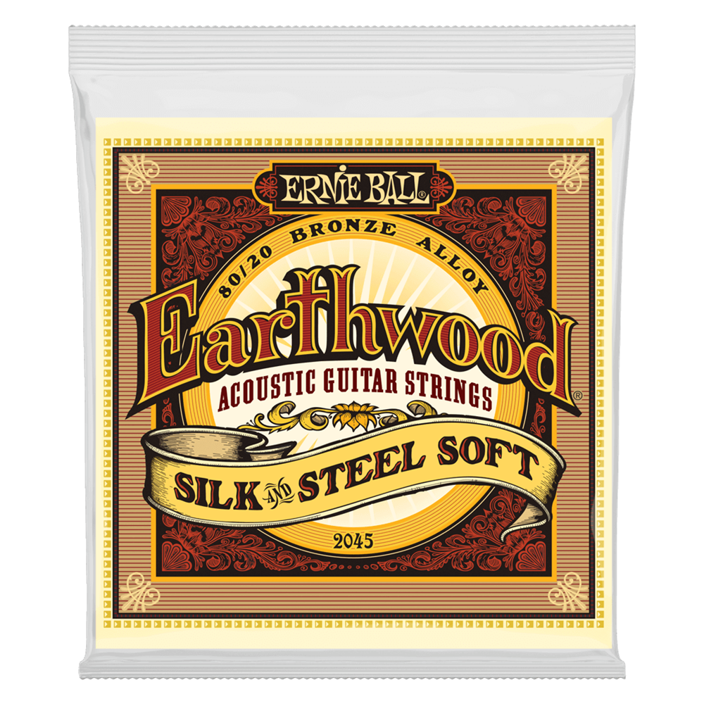 Ernie Ball P02045 Soft Earthwood 80/20 Bronze Silk & Steel Acoustic Guitar Strings 11-52 Gauge