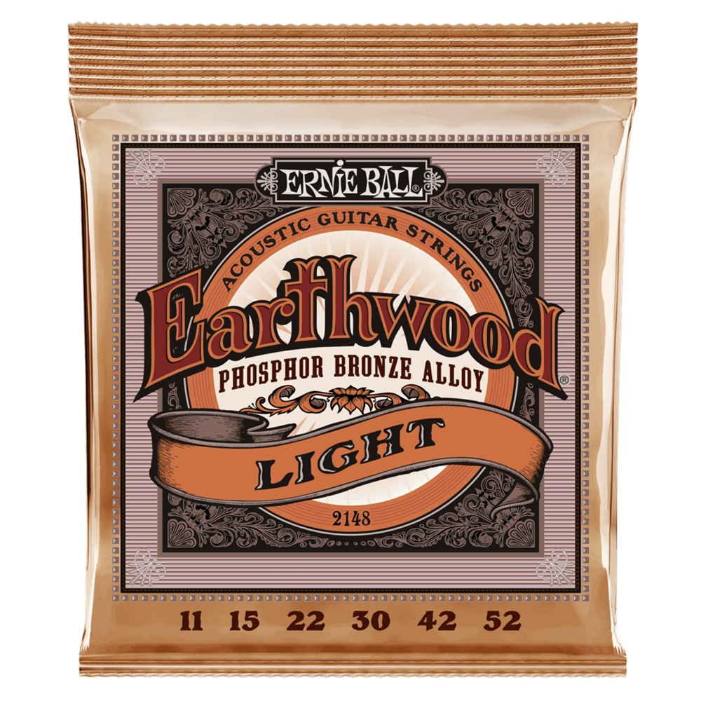 Ernie Ball P02148 Light Earthwood Phosphor Bronze Acoustic Guitar Strings 11-52 Gauge