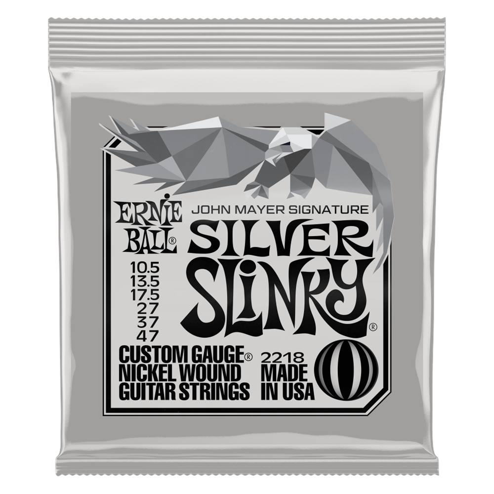 Ernie Ball P02218 John Mayer Silver Slinky Nickel Wound Electric Guitar Strings 10.5-47 Gauge