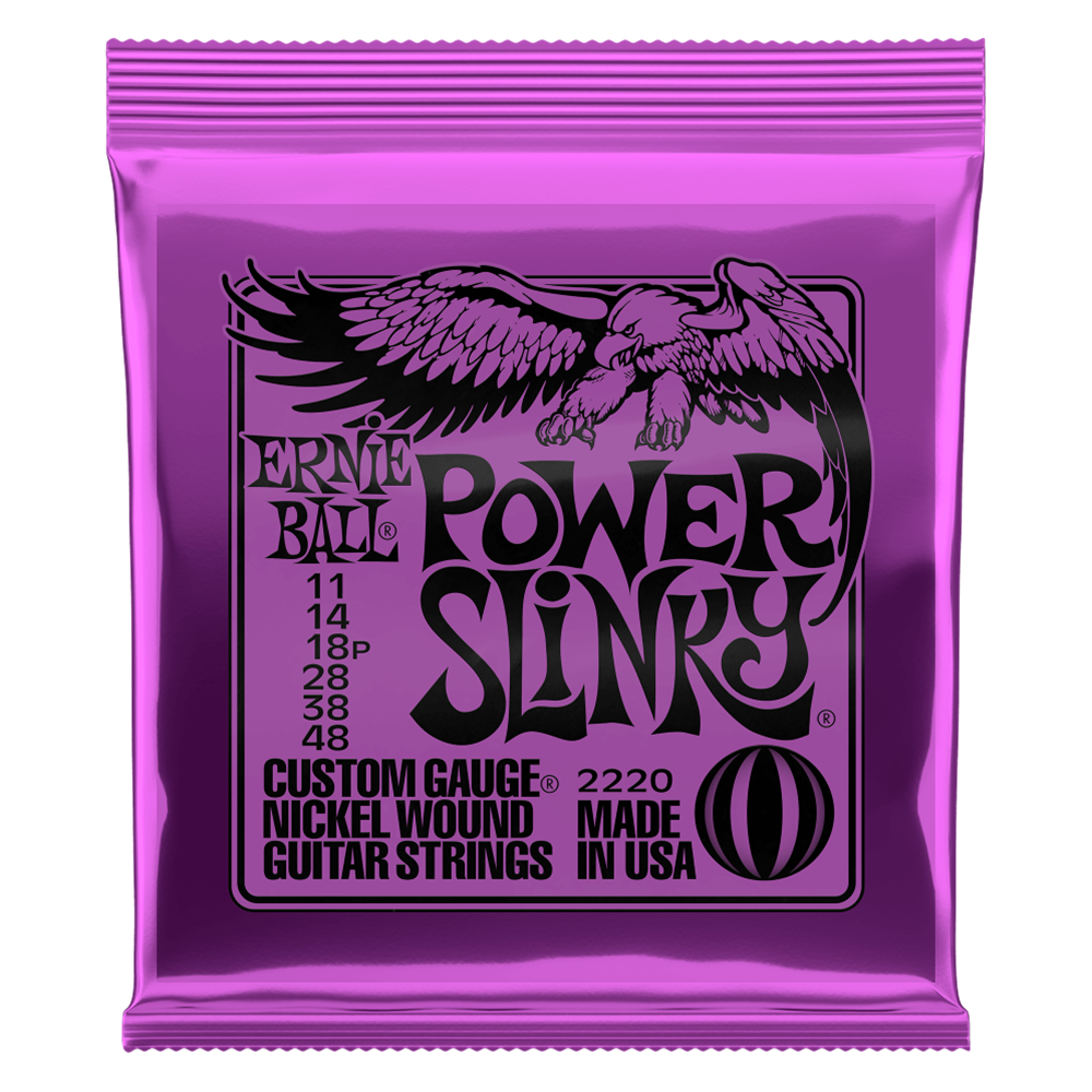Ernie Ball P02220 Power Slinky Nickel Wound Electric Guitar Strings 11-48 Gauge