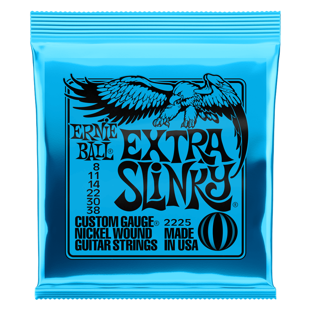 Ernie Ball P02225 Extra Slinky Nickel Wound Electric Guitar Strings 8-38 Gauge