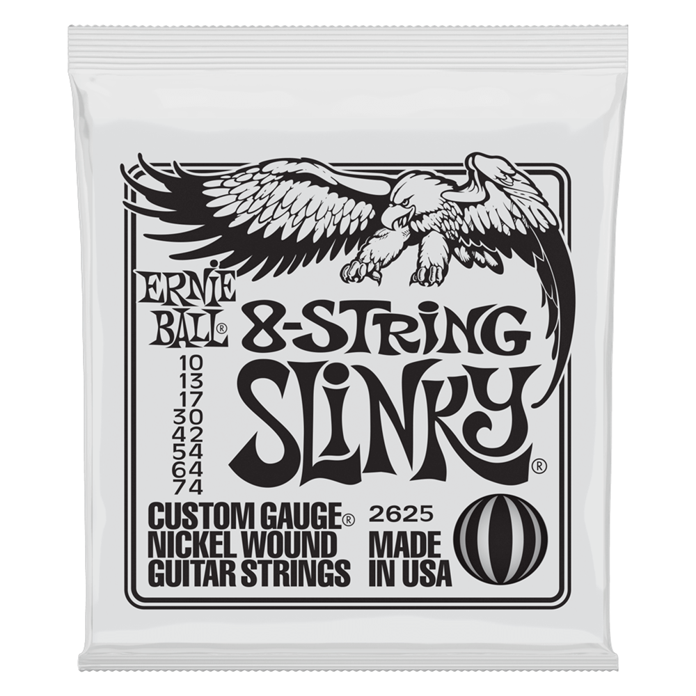 Ernie Ball P02625 Slinky Nickel Wound 8-String Electric Guitar Strings 10-74 Gauge