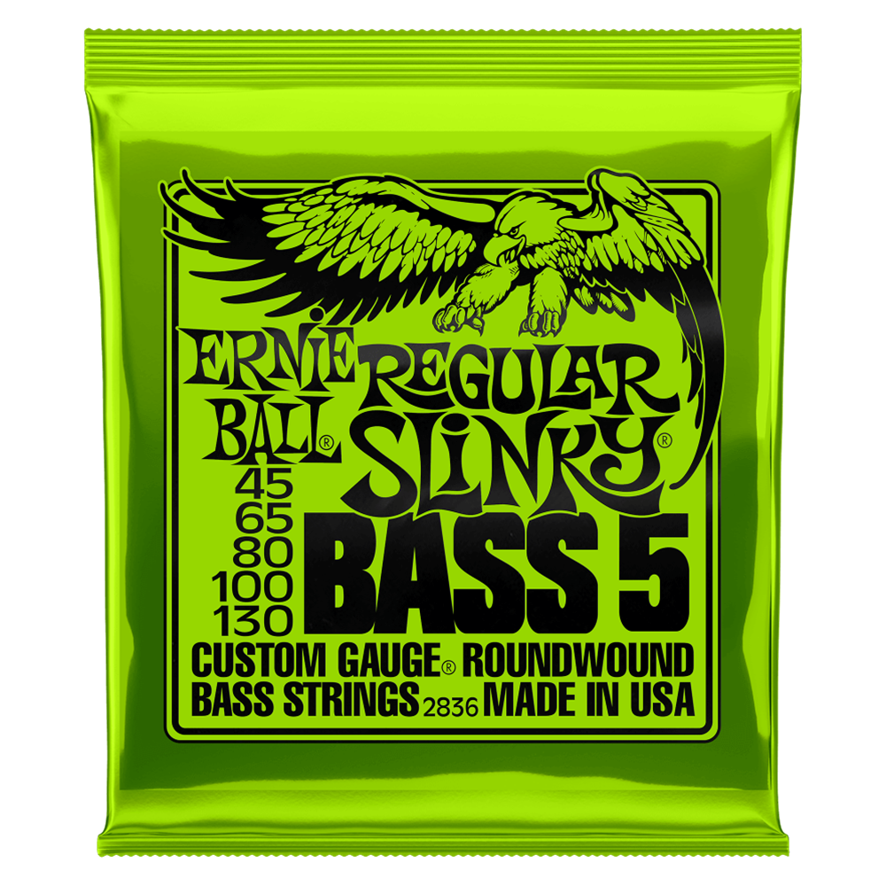 Ernie Ball P02836 Regular Slinky Nickel Wound 5-String Electric Bass Strings 45-130 Gauge