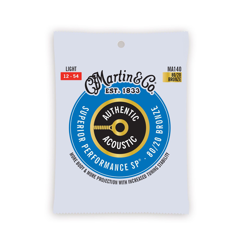 Martin MA140 Authentic Acoustic SP Light Guitar Strings 80/20 Bronze 12 - 54