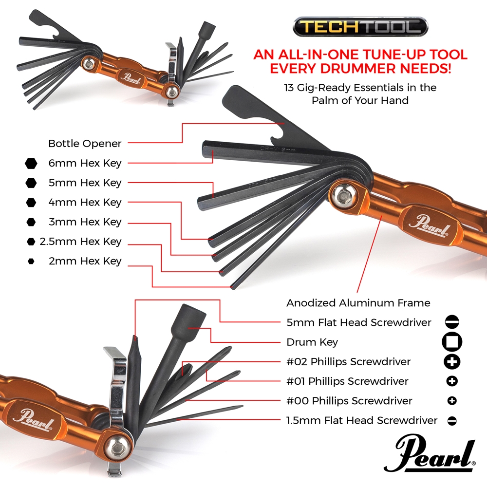 13-in-1 Tech Tool - Drum Key And Drum Set Multi-tool