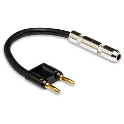 BNP-116BK Speaker Adapter, Hosa 1/4 in TS to Dual Banana, 6 in, Black