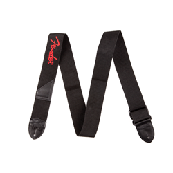 0990662015 Fender Logo Strap, Black/Red Logo, 2"