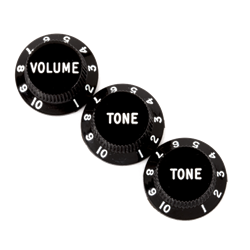 Fender 0991365000 Stratocaster Knobs, Black (Volume, Tone, Tone) (3)