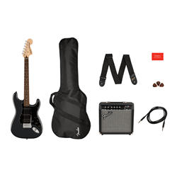 Squier 0372821069 Affinity Series Stratocaster HSS Pack, Laurel Fingerboard, Charcoal Frost Metallic, Gig Bag, 15G - 120V