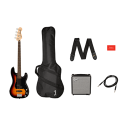 Affinity Series Precision Bass PJ Pack, Laurel Fingerboard, 3-Color Sunburst, Gig Bag, Rumble 15 - 120V 3-Color Sunburst