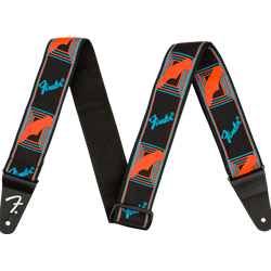 Fender 0990681302 Neon Monogrammed Strap, Blue and Orange, 2"