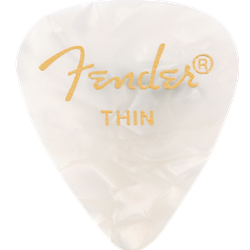 Fender 1980351705 Premium Celluloid 351 Shape Picks, Thin, White Moto, 12-Pack