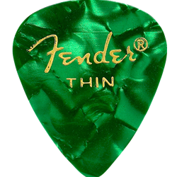 Fender 1980351771 Premium Celluloid 351 Shape Picks, Thin, Green Moto, 12-Pack