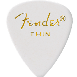Fender 1980351780 Classic Celluloid, White, 351 Shape, Thin, 12 Count