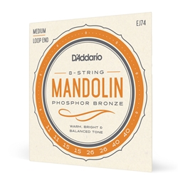 Daddario  EJ74 Mandolin Strings, Phosphor Bronze, Medium, 11-40
