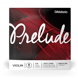 Daddario J81234M D'Addario Prelude Violin Single A String, 3/4 Scale, Medium Tension